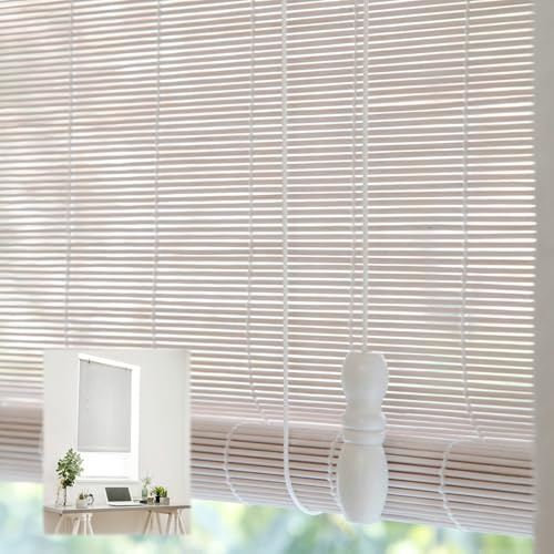 Zhixubah White Bamboo Shades Bamboo Blinds For Windows Natural Bamboo Roller Blinds 60 80 100 120 140 160cm Wide Light Filtering Kitchen Blinds Bamboo Curtain For Home Office Living Room(W120xH110cm)