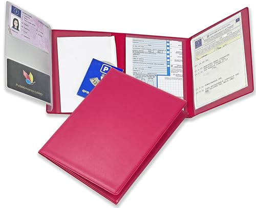 Pubblimania Pochette porte-documents multipoches avec porte-carte, élégance et organisation en rose Made in Italy