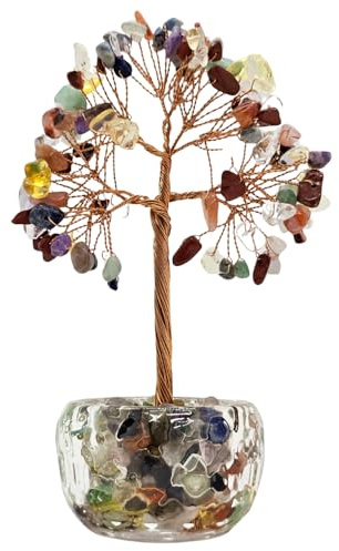 Aisamco Chakra Árbol de Cristal curativo de la Vida, Cristales y Piedras curativas, árboles bonsái, energía Positiva, Riqueza, Buena Suerte, decoración de Oficina en casa de Feng Shui (Multicolor)