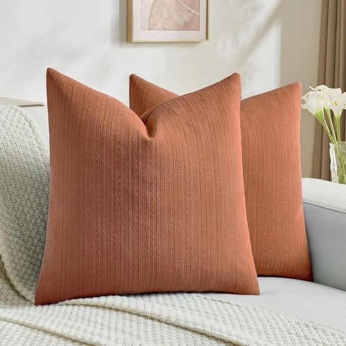 Ystyle Federe Cuscini Divano 60x60 Set da 2, Federe per Cuscini Arredo con Motivo a Spighe, Divano Copricuscini Moderno Morbido Resistenti, per Soggiorno Camera Balcone Esterno, Rosso Ruggine