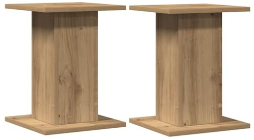 Lot de 2 Support d'enceinte, Support de Haut-Parleur Pieds d'enceinte Supports pour Enceinte 2 pcs chêne Artisanal Bois ingénierie