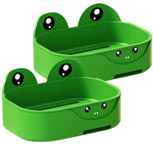 2 Pcs Wall Mounted Soap Dish Holder, Frog Shaped Self Draining