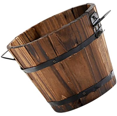 IMUSINICE Contenitore Legno per Ortaggi Vaso Botte da Giardino Secchio Antico per Piante Dimensioni Ridotte Uso Esterno Stili multipli