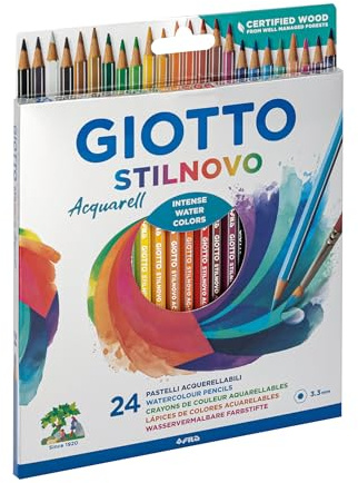 Giotto 255800 Pastelli Acquerellabili Stilnovo, 3.3 mm, Confezione da 24