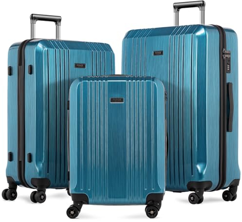 FERGÉ Kofferset 3 teilig Hartschale TSA-Zahlenschloß Cannes Reisekoffer Trolley-Set (Handgepäck, L, XL) 3er Set Hartschalenkoffer Roll-Koffer 4 Rollen Zahlenschloss 100% ABS & PC blau