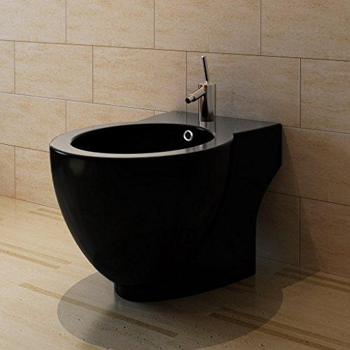 Festnight Standbidet Stand-Bidet WC-Bidet Bodenstehend Bidet aus Keramik Schwarz 58x40x40cm für Toilette Badezimmer