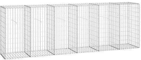 vidaXL Mur en Gabion avec Couvercles Acier Galvanisé 300x50x100 cm Clôture