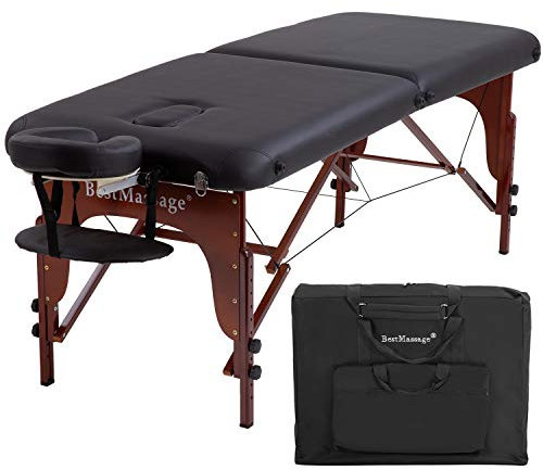 BestMassage Massage Bed Portable Massage Table 2 Fold Lash Bed Height Adjustable PU Leather with Oxford Bag for Spa Salon