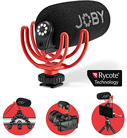 JOBY Wavo On-Camera Vlogging Compact Microphone Super Cardioid Pattern with Rycote Duo-Lyre for Smartphone, CSC, Mirrorless, Vlogging, Youtuber, Podcast, IRL, Content Creators
