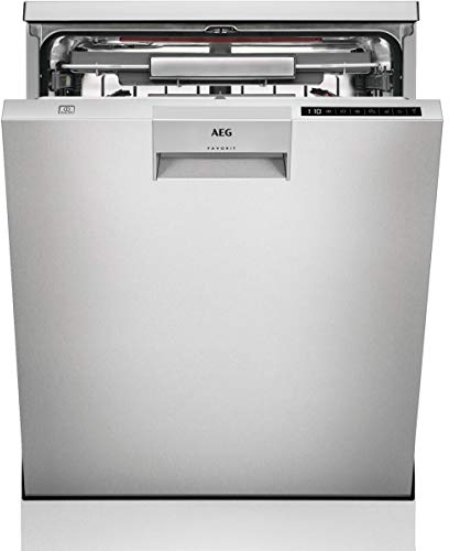 AEG FFB83806PM Lavavajillas ComfortLift 13 cubiertos, Display LCD, Desconexión automática, 10 programas a 5 temperaturas, Tercera bandeja para cubiertos, Motor Inverter, 46 dBA, Inox, 60 cm