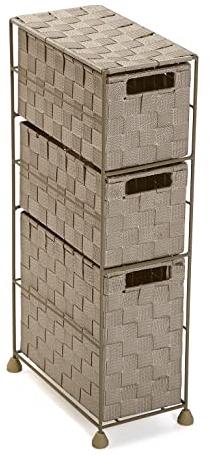 Versa Mannheim Mueble para el Baño Auxiliar, Cajonera con 3 cajones para organizar, Almacenaje Moderno y Divertido, Medidas (Al x L x An) 57 x 28 x 15,5 cm, Metal y Nylon, Color Beige