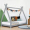 Kinder Tipi-Bett NAKANA - Massivholz - grau - 80 x 160 cm