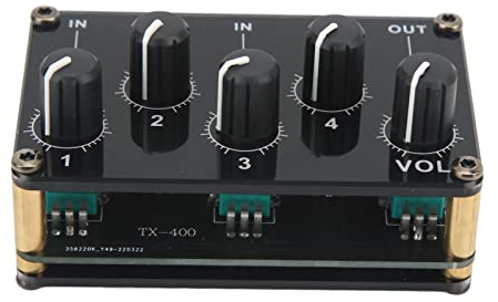 4 Channel Audio Mixer, 4 Input 1 Output Mini Sound Board Console Portable Passive Stereo Audio Mixer Musical Instrument Gift
