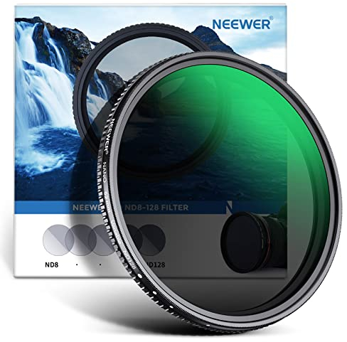NEEWER 52mm Variable ND Filter ND8-ND128 Camera Lens Filter (3-7 Stop) No X Cross Neutral Density Ultra-Slim HD Filter with 30 Multi-Layer Nano Coatings Waterproof, Cleaning Cloth Included