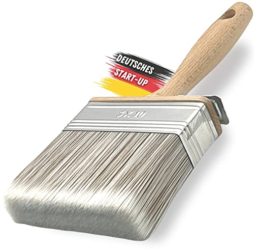 ORGAFLIX Pintura de superficie premium de 100 mm,sin pérdida de cerdas,perfecto para superficies grandes, barnices, madera exterior, borla, pincel para pintura de muebles, pincel plano
