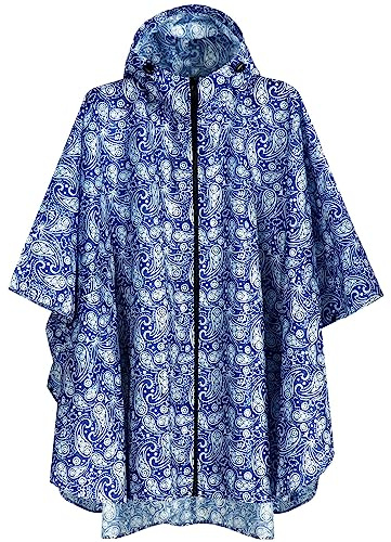 ANYOO Impermeabile Poncho Mantella Pioggia Donna Leggero e Portatile Impermeabile con Cappuccio, Ideale per Campeggio all'aperto Escursionismo Sopravvivenza, Blu, Taglia unica