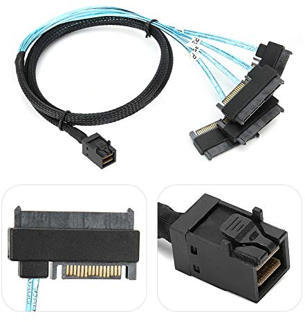 4 Lecteurs SAS SFF-8482 vers 1 Contrôleur SAS SFF-8087 et Conserve L'adaptateur de Connecteur Mini SAS SFF-8643 Interne à SFF-8482 à 29 Broches pour Ordinateur Individuel 1 Mètre