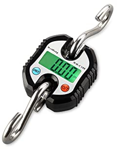 USKI Balance Suspendue Balance de Grue 150kg 50g balances à Crochet suspendues Robustes balances de Poids de Bagages en Acier Inoxydable numériques Portables(Zwart)