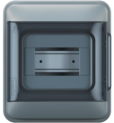 Legrand, Plexo S våtrumsfördelare, ytmonterad fördelare, skyddsklass: IP65-IK07, 1-rad, 6 moduler, mått: 200 x 177 x 106 (H x B x D i mm) med neutral ledare och skyddsledare klämlist, 601886