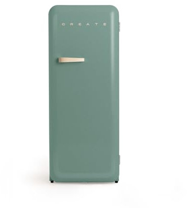 CREATE / RETRO FRIDGE 150 SAND/Réfrigérateur vert sauge avec poignée sable et congélateur 281L / 102W, faible consommation, 150 cm, 3 étagères, régulateur de température, 60x60x150 cm