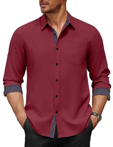 COOFANDY Men's Casual Dress Shirts Long Sleeve Button Down Business Wrinkle Free Untucked Stretch Shirts