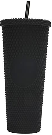 YIWEOG Tazas Vaso de agua de gran capacidad de 710ML/24OZ, vaso mate completamente tachonado, vaso de plástico reutilizable con tapa de paja a prueba de fugas de apertura amplia