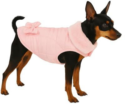 Manteau Chien – Guzzi Rose – A:20cm – Polyester – Lavable à 30°C – Doublure Polaire Douce – Résistant à l’Eau – avec nœud décoratif – Flamingo