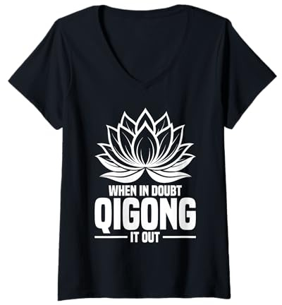 Womens Qigong Martial Arts Chi Gung China Tradition Tai Chi Qigong V-Neck T-Shirt