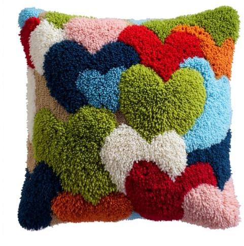 kitphoenix Crochet Kit Cojín Corazón Cojines Para Bordar A Mano Kit De Funda De Almohada,Cojines De Ganchillo Para,Adultos Y Principiantes,Decoración Del Hogar,43Cmx43Cm