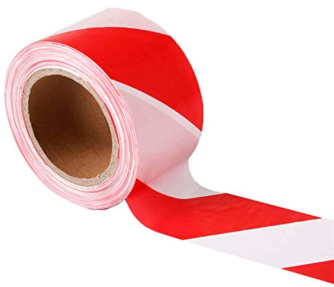 TopSoon 70 mm x 200 m Rouge et Blanc Barrière Ruban de Signalisation Non-adhésif