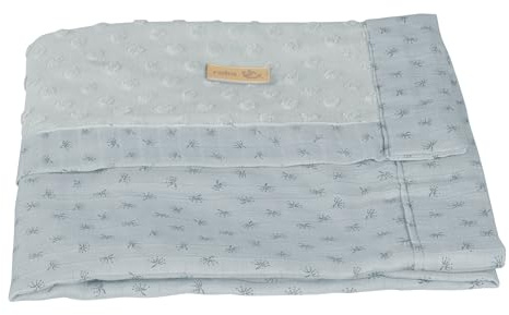 roba Babydecke Lil Planet 80 x 80 cm - für Mädchen & Jungen - Bio Baumwolle - Terry Dots Punkte Motiv - GOTS zertifiziert - Hellblau