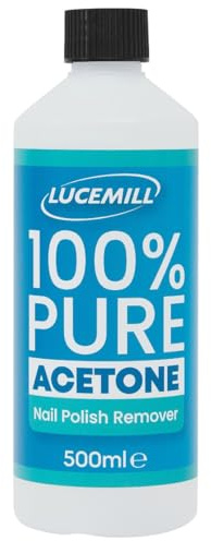 Lucemill Acetona Pura Quitaesmalte | 500 ml | Fórmula Profesional de Alta Potencia | Removedor de Uñas Acrílicas, de Gel y Pegamento | Líquido Transparente