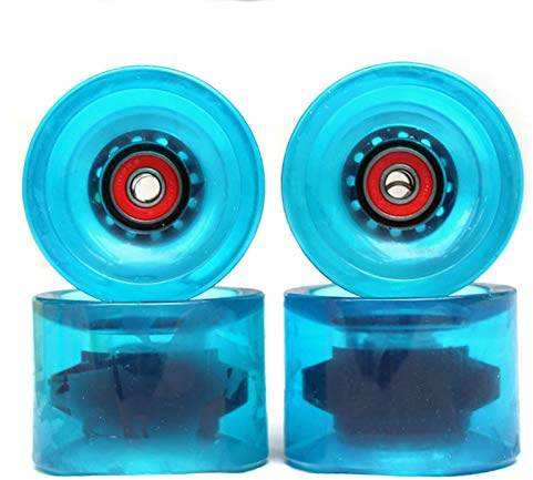 4Pcs Cruiser Skateboard Longboard Wheels 60Mm 78A con 8Pcs Cuscinetti ABEC-9 608ZZZ, Ruote di Ricambio Anche per Penisletta Pennyboard Pennyboard Snakeboard, Blu,Transparent Blue