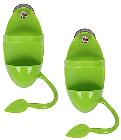 Fyfjur 2 Pcs Sepiaschale Halterung, Vogelfuttersäule Futterbehälter Mit Ständer Vogelkäfig Zubehör, Tintenfisch Knochen mit Halter, Vogelfutterspielzeug Zum Aufhängen Mit Ständer Vogelkäfig Zubehör