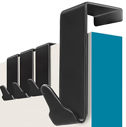 Menz Patère Porte premium – 4 x Crochet Suspendu noir avec coussins en feutre et anti-glissement – Fixation de Porte Made in Germany