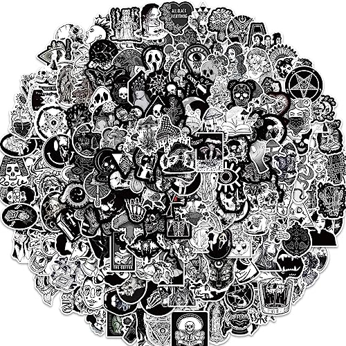 ZYMR Gothic Sticker Set - 200 Stück schwarz-weiße Retro-Aufkleber für Wasserflaschen, Laptop, Skateboard und mehr - wasserdichte Vinyl-Aufkleber für einen einzigartigen und rebellischen Stil