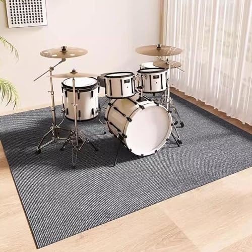 PPGE HOME Anti-Slip Anti-Vibration Carpet Drum Mat Soundproofing Drum Set Rug Electronic Drum Carpet Jazz Drum Soundproofing Mat Rectangle Drum Carpet(Size:60×120cm,Color:Dark Grey)