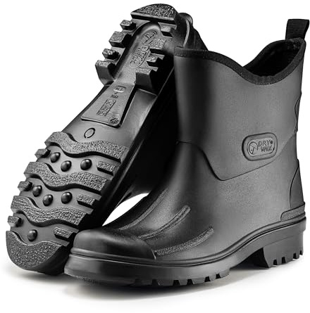 Ultrapower Bottes en caoutchouc pour homme | Bottes de pluie en caoutchouc | Bottes basses en caoutchouc | Bottes de boue mi-hautes | Design brossé | Tailles 40-48, Noir , 41 EU