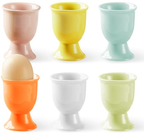 BEKKLPOU 6 Eierbecher Set, Porzellan Eierbecher Eierhalter Geschirr Frühstück Eierhalter Farbe Porzellan Eierständer Niedliches Eierbecher Set Eierbecher Halter, Für Küche Haus Restaurant