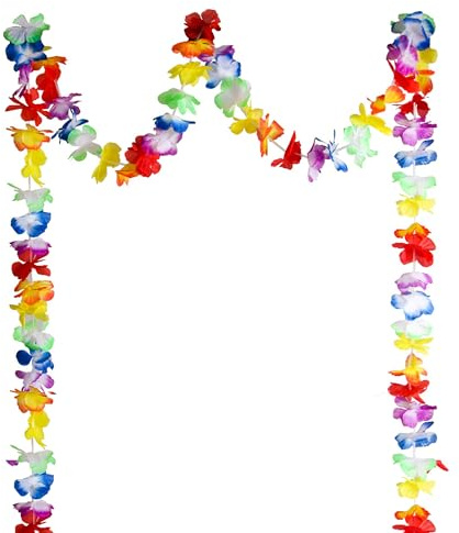 Douyif Guirlande De Fleurs Hawaïenne Tropicales d'Hibiscus Lei pour Carnaval, Oktoberfest, Luau Beach, Pâques, Saint-Patrick Party (4 mètres)