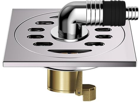 Drain de Douche Carré Siphon De Sol Anti-Odeur, 304 Acier Inoxydable Drain de Plancher avec Passoire Filtre, Pour Salle De Bain Machine à laver Attendez (10x10cm-B)