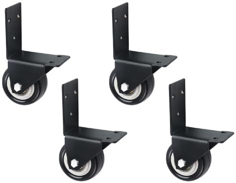 4 Pack Swivel Caster Wheel, 2 L-Shaped Plate Side Mount Directional Casters, Heavy Duty Mute Casters for Cribs, Cabinet, Trolley (Loading Capacity 330Lbs/150Kg)