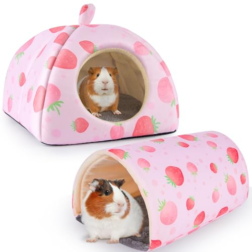 Hedgeink Casa y Túnel para Cobayas – Cama de Felpa Lavable para Conejos y Pequeñas Mascotas – Refugio Cálido y Antideslizante con Túnel para Hámsteres, Chinchillas, Hurones y Roedores