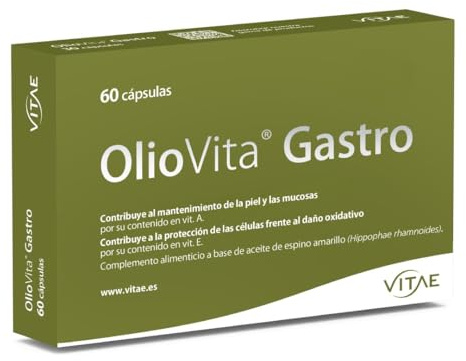 Vitae – Oliovita Gastro 60 cápsulas | Cuidado Digestivo y Mucosa Intestinal | Espino Amarillo Rico en Omega-7 | Omega 3-6-9 y Vitaminas A+E | Hidratación, Nutrición y Reparación Interna