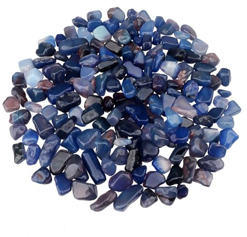 Ghiaia per acquario, 0,4 kg, riempitrice per vasi, decorazione per la casa, pietre frantumate, ciottoli naturali, rocce grasse, lucidate, forma irregolare, sfusa - blu