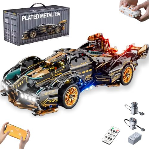 AoreSpty 1314-Piece Supercar Building Kit | STEM Toys for Ages 10+ & Adults | Remote Control Car with App, LED Lights, Motorized Parts | Model Toy Car Kits for Boys & Hobbyists