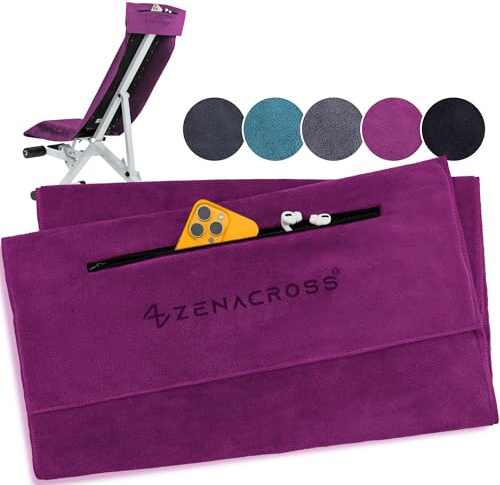 ZENACROSS Toalla Microfibra Gimnasio 120x50 - Secado Rápido, Bolsillo con Cremallera - Toalla Gimnasio Compacta y Suave para Hombre y Mujer - Burdeos