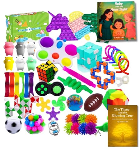 Ruby’s Sensory Set 50-Piece Sensory Toy bundle with 2 free Storybooks (eBooks). Fidget Toys for Autism, ADHD, Anxiety Support, SEN and Calm Play Gift Set.