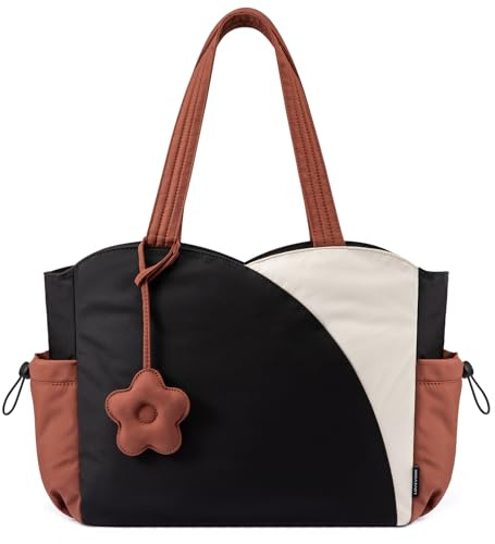 LOVEVOOK Tote Bags for Women, Puffer Work Bag Handbag Quilted 15.6 inch Laptop Tote Bag with Zip, Large Ladies Hand Bags with Compartments for School Teacher Travel