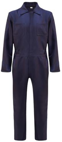 Tuta da lavoro da uomo - Tuta protettiva in policotone per lavoro, abbigliamento da lavoro resistente, tuta Boiler Suit per meccanici, magazzini, officine, fai da te, colore: Blu Navy, taglia L